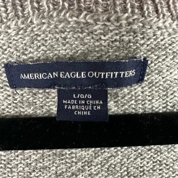 American Eagle gray, & blue rugby sweater skater boy streetwear electric grandpa - Picture 4 of 10